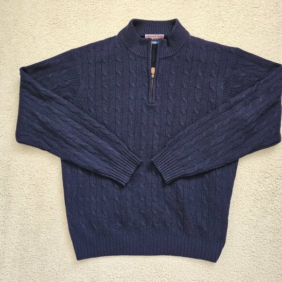 Vineyard Vines Blue Cashmere Cable Knit Sweater - Picture 4 of 7